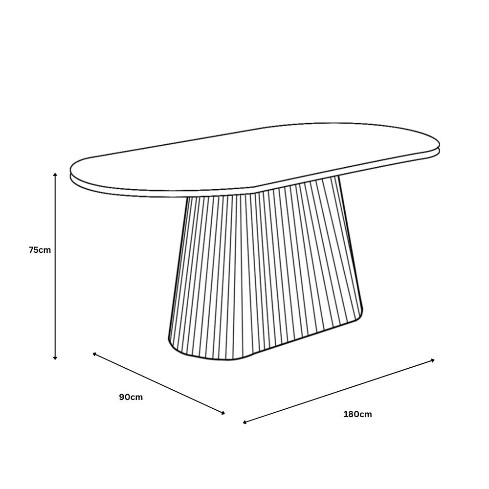 Line drawing of a table with dimensions labeled