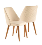 Zara Dining Chair - Beige / Walnut (Set of 6)