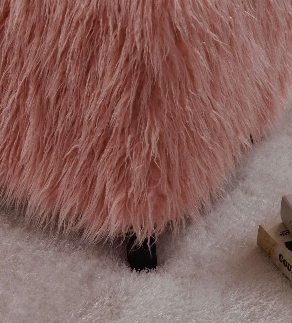 Faux Sheepskin Cube Stool - Pink
