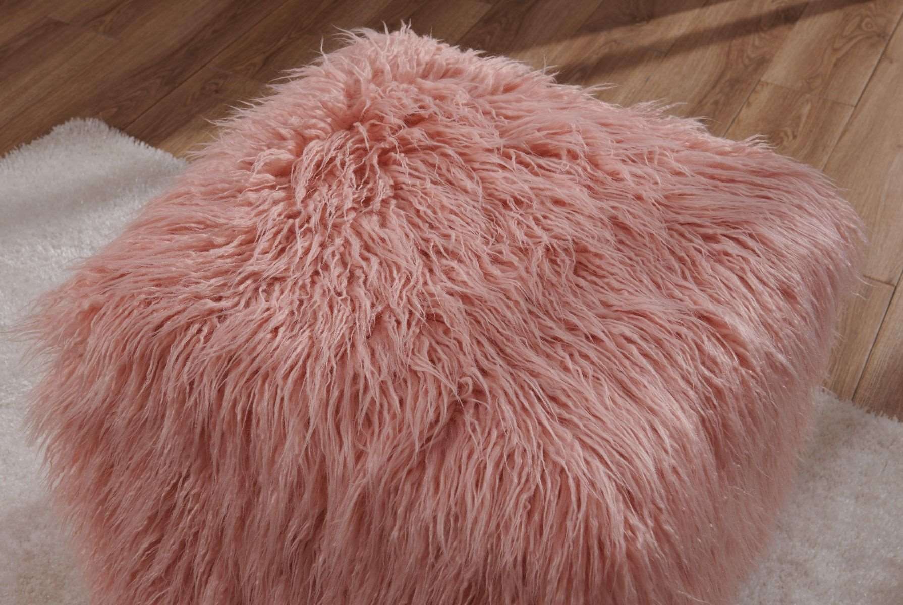 Faux Sheepskin Cube Stool - Pink