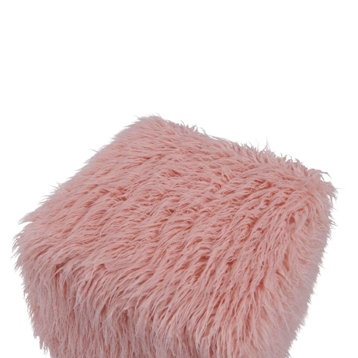 Faux Sheepskin Cube Stool - Pink
