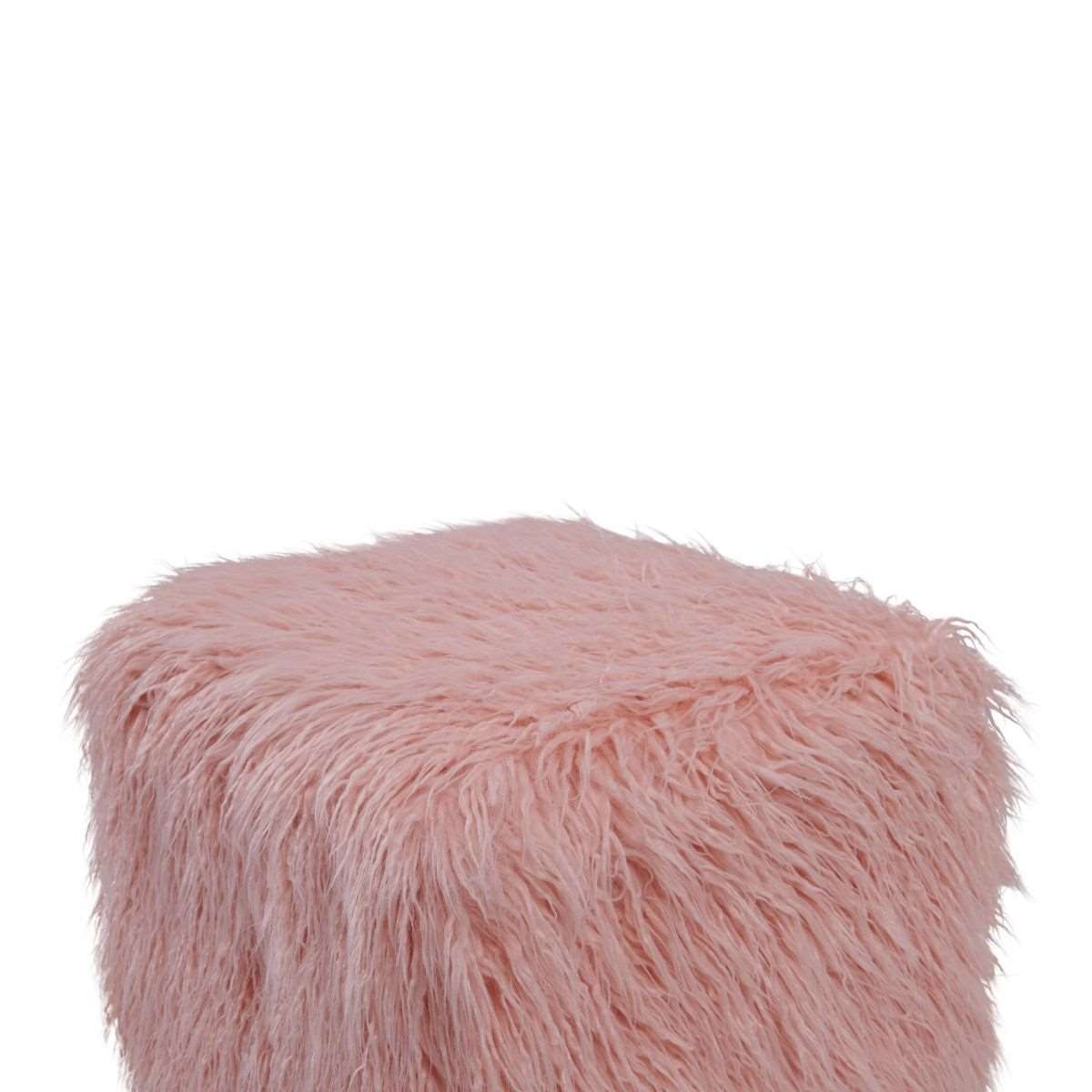 Faux Sheepskin Cube Stool - Pink