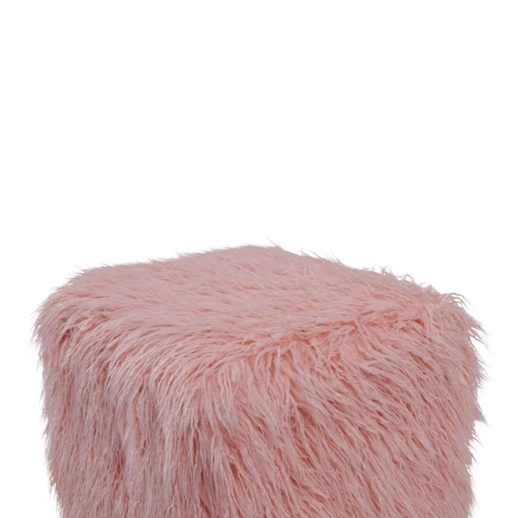 Faux Sheepskin Cube Stool - Pink
