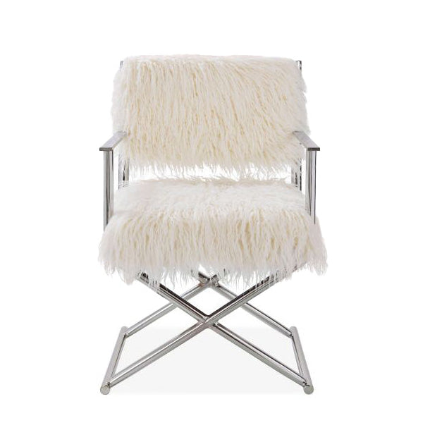 Faux Sheepskin White Directors Chair