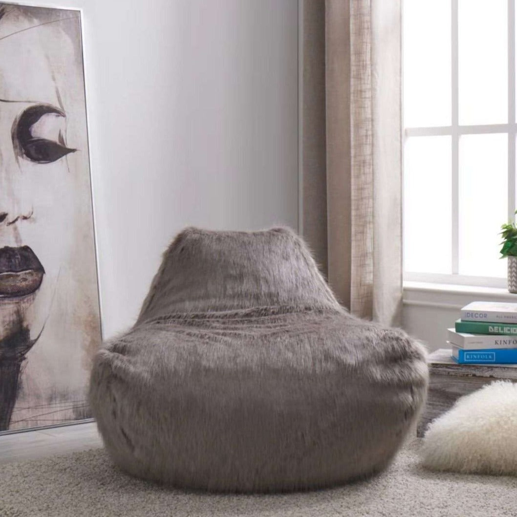 Faux Sheepskin Bean Bag - Grey