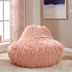Faux Sheepskin Pink Bean Bag