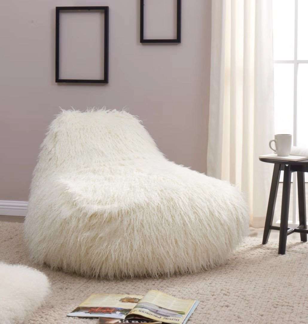 Faux Sheepskin Bean Bag - White