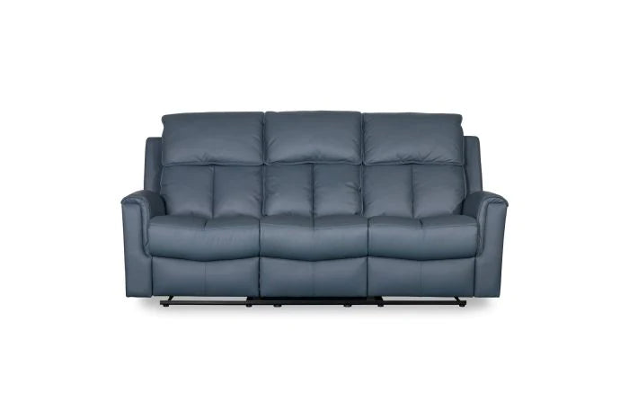 Bergamo Leather 3+2 Seater Blue Grey Recliner Sofa Set