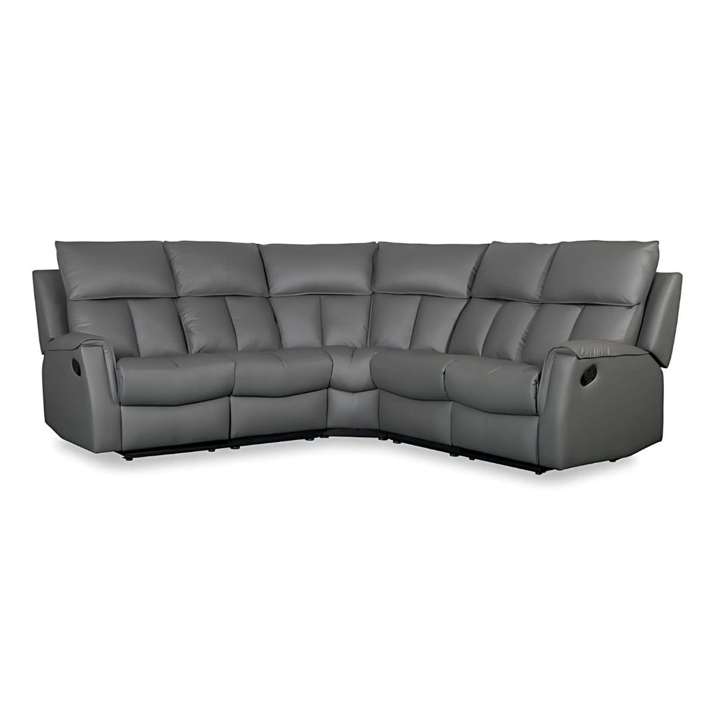 Bergamo Dark Grey Leather Recliner Corner Sofa