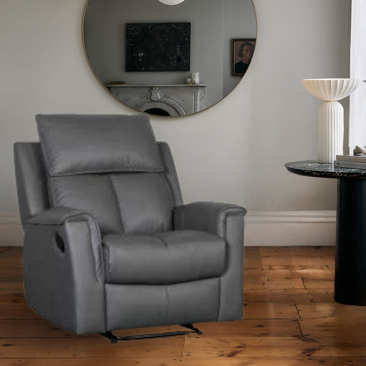 Bergamo Leather Dark Grey Recliner Chair