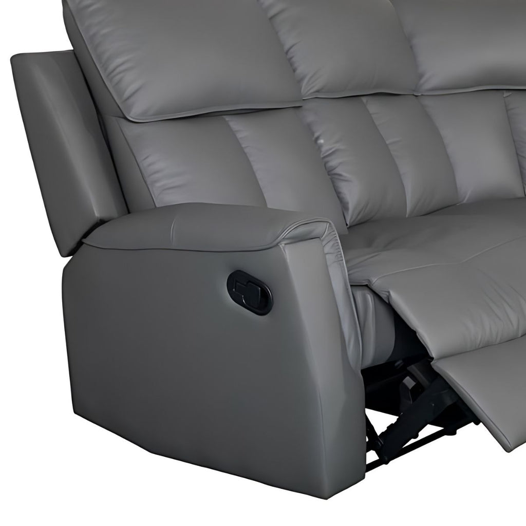 Bergamo Dark Grey Leather Recliner Corner Sofa