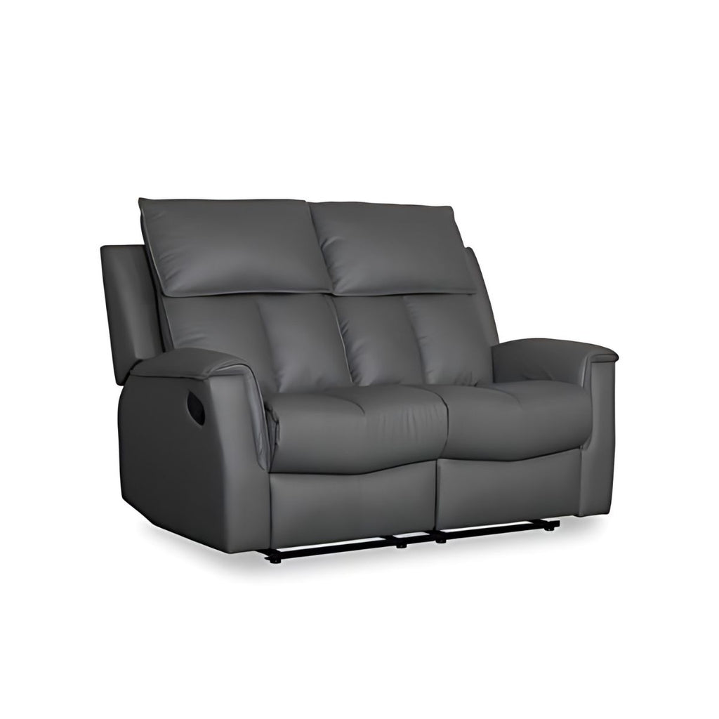 Bergamo Leather 2 Seater Dark Grey Recliner Sofa
