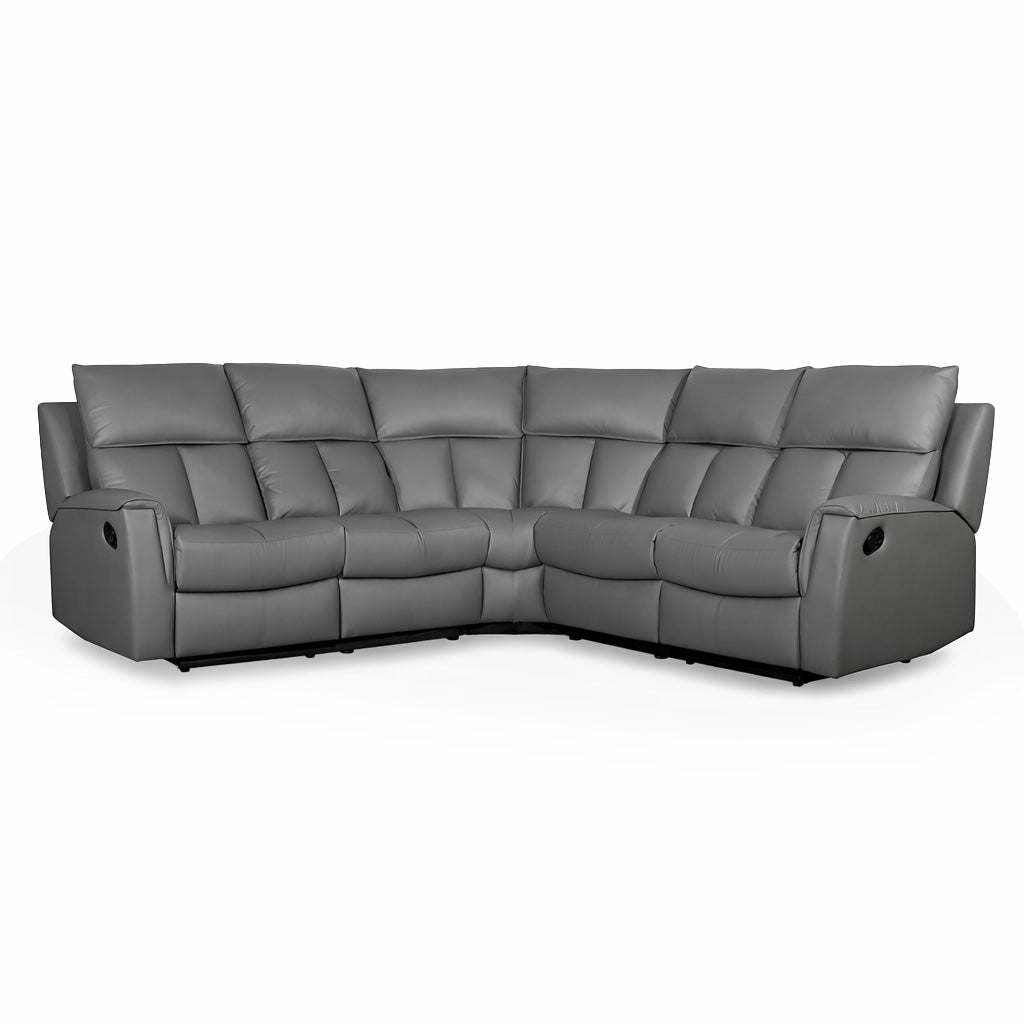 Bergamo Dark Grey Leather Recliner Corner Sofa