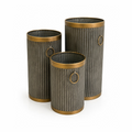 3pc Ribbed Zinc Planters