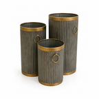 3pc Ribbed Zinc Planters