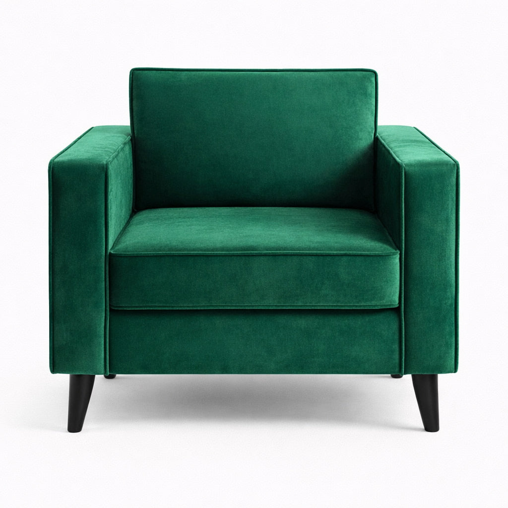 Cara Forest Green Velvet Armchair