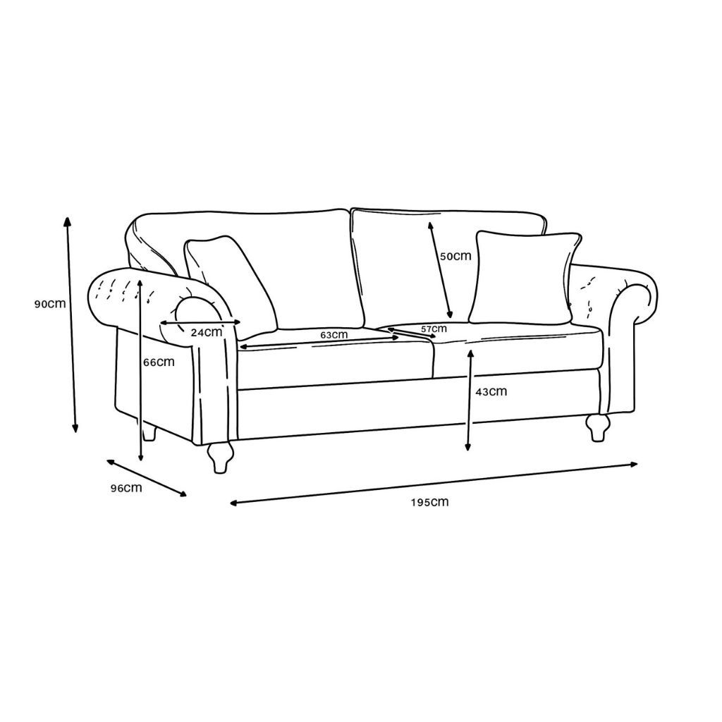 Chelsea 3 Seater Blue Sofa