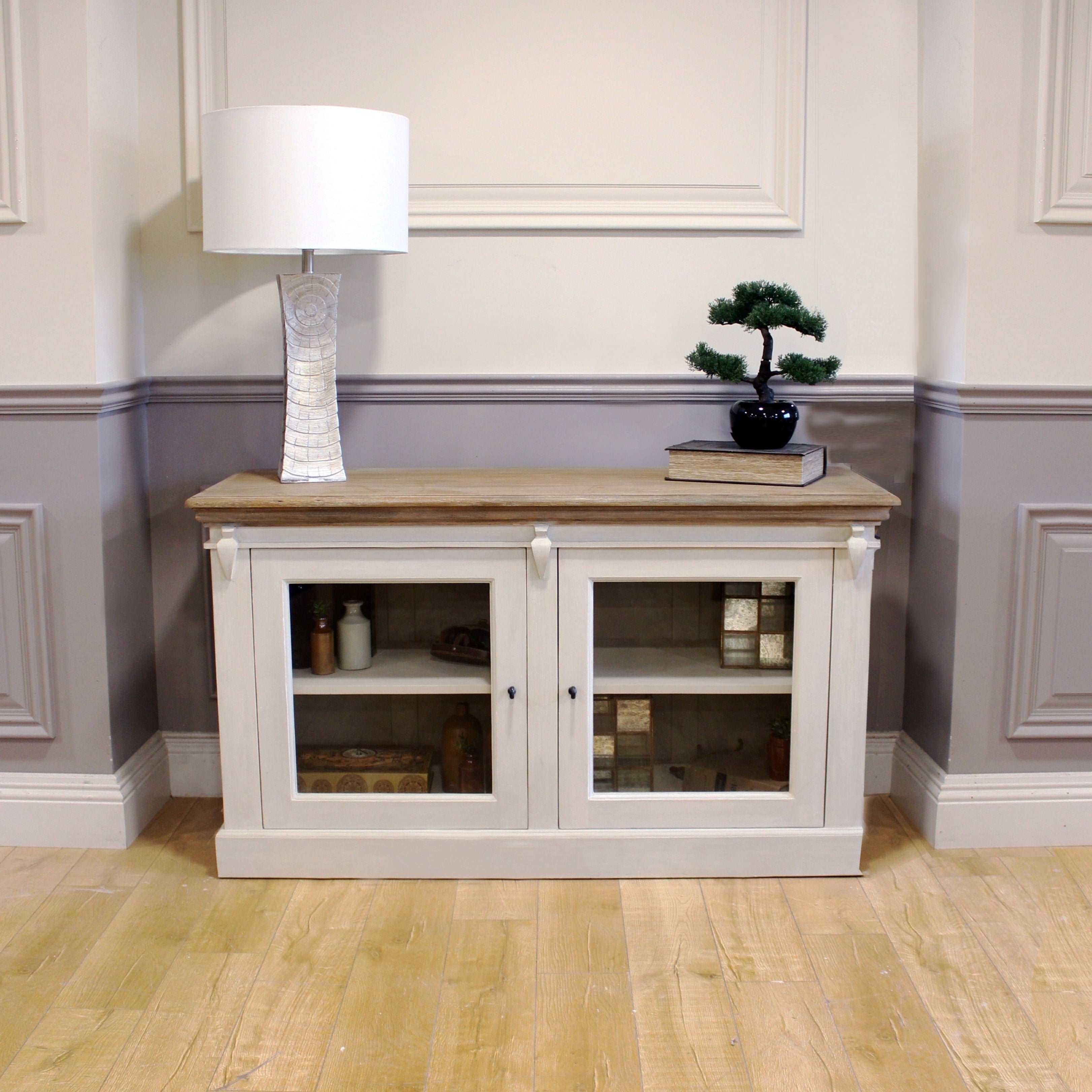 Cornwall 2 Door Antique White/ Oak Chest