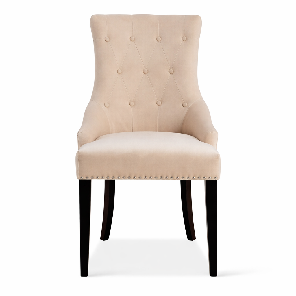 Lion Knocker Dining Chair-Cream Velvet