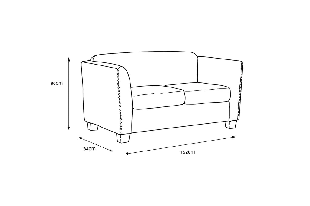 Dawson Studded 2 Seater Cream Sofa