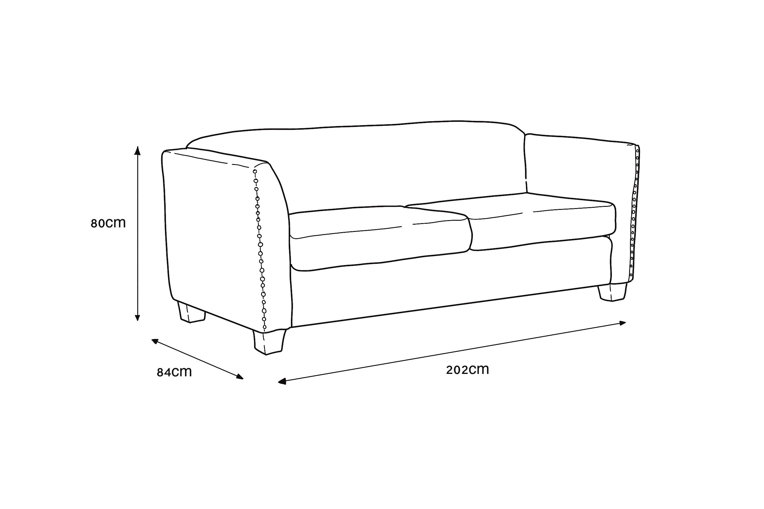 Dawson Studded 3 Seater Teal Sofa