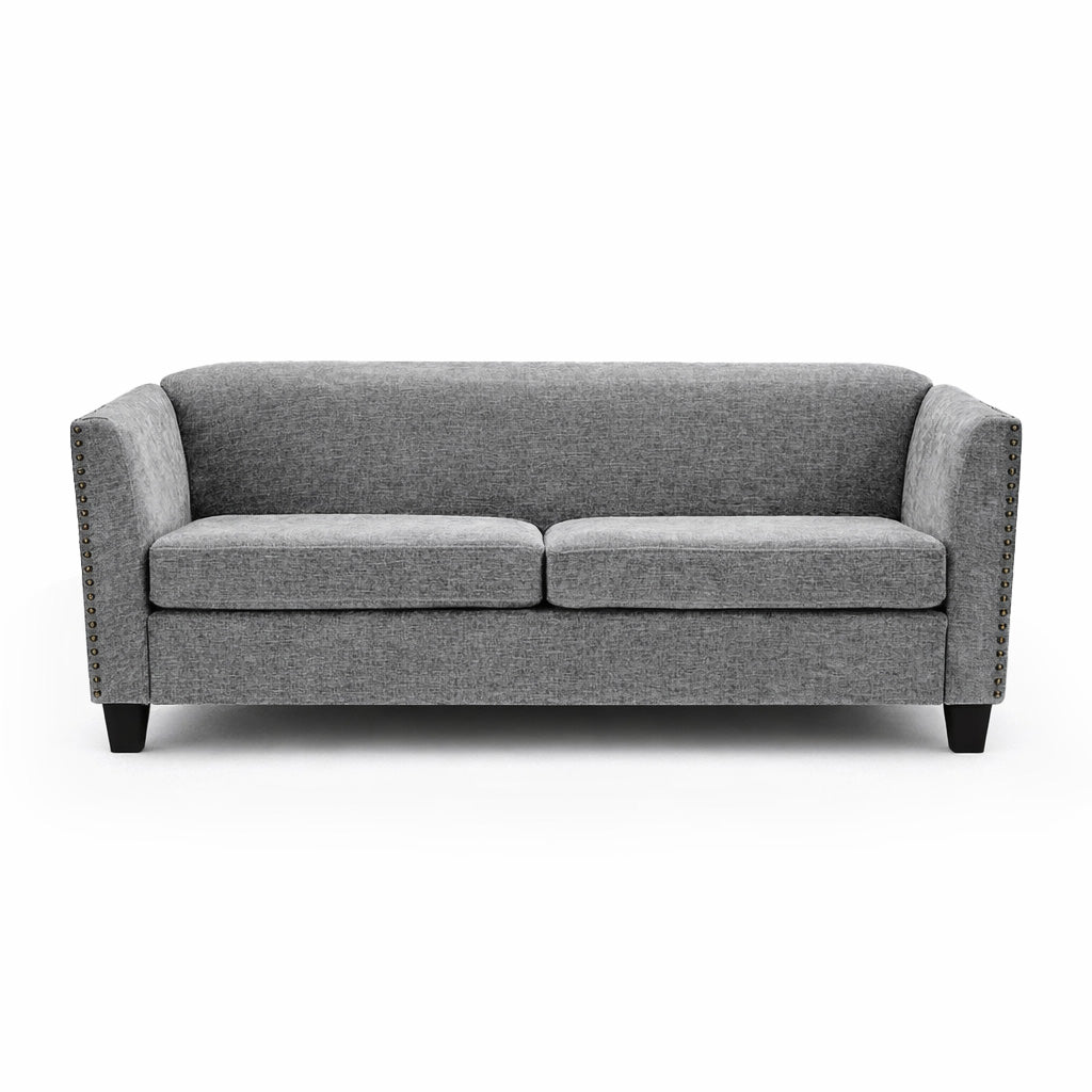 Dawson Studded 3 Seater Grey Sofa
