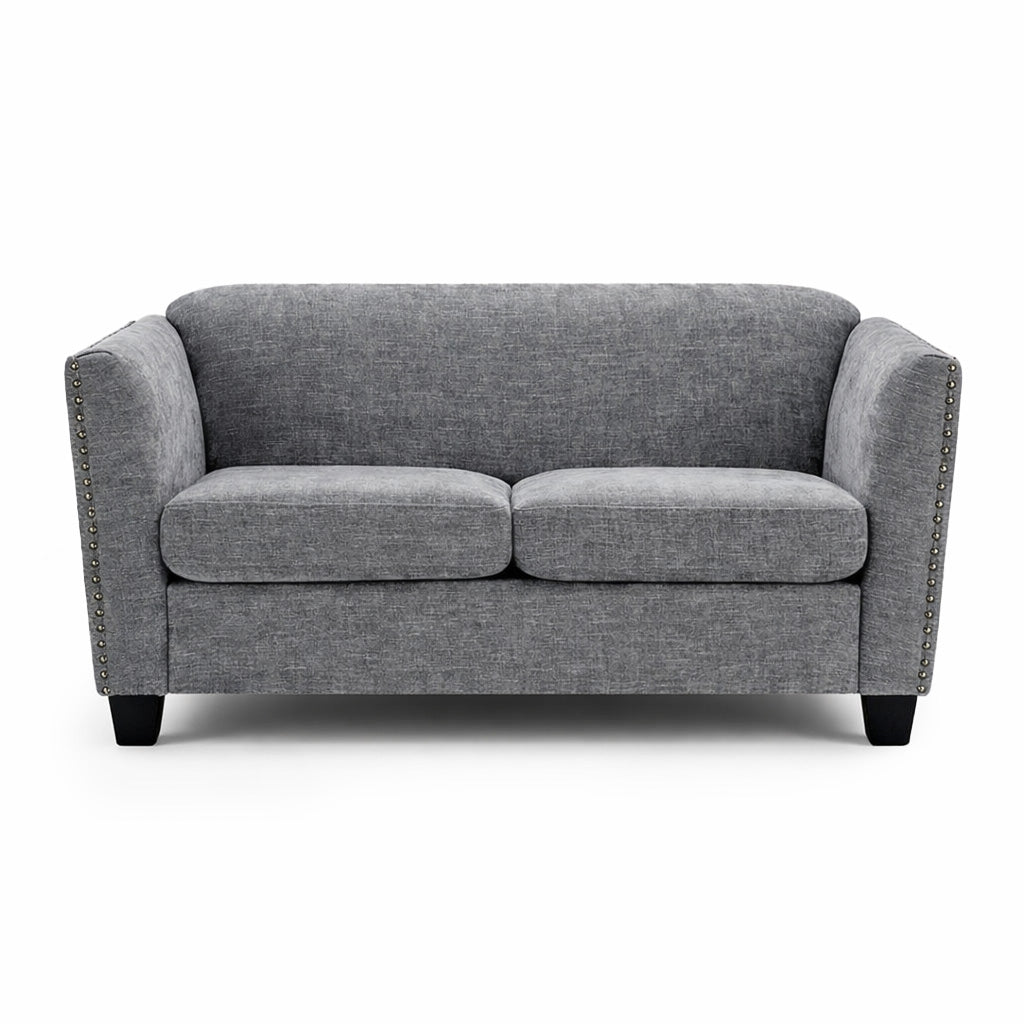 Dawson Studded 2 Seater Grey Sofa