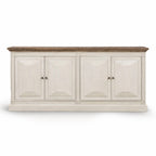 Devon 4 Door Sideboard - Rustic White / Oak Wash Top