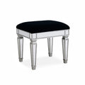 SOFIA DRESSING TABLE STOOL SILVER BLACK VELVET
