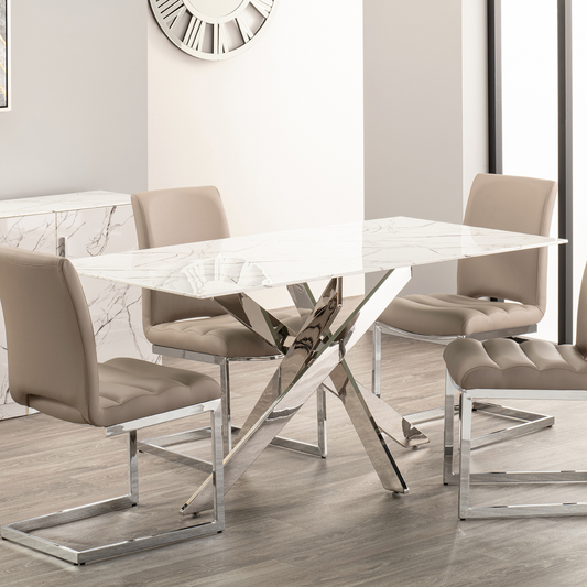 Arlo Glass Silver Dining Table