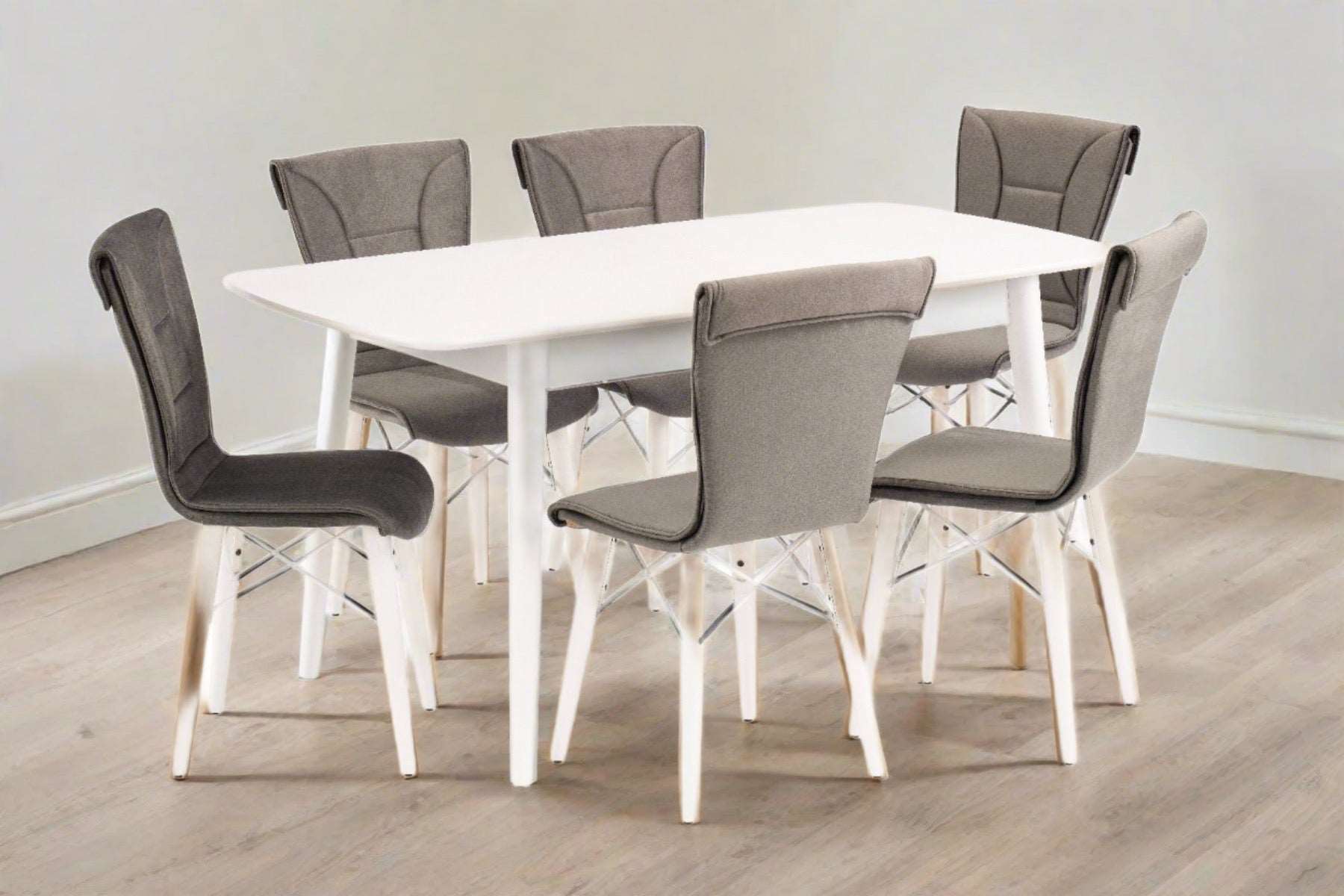 Fara 7 Piece Dining Set - White / Charcoal