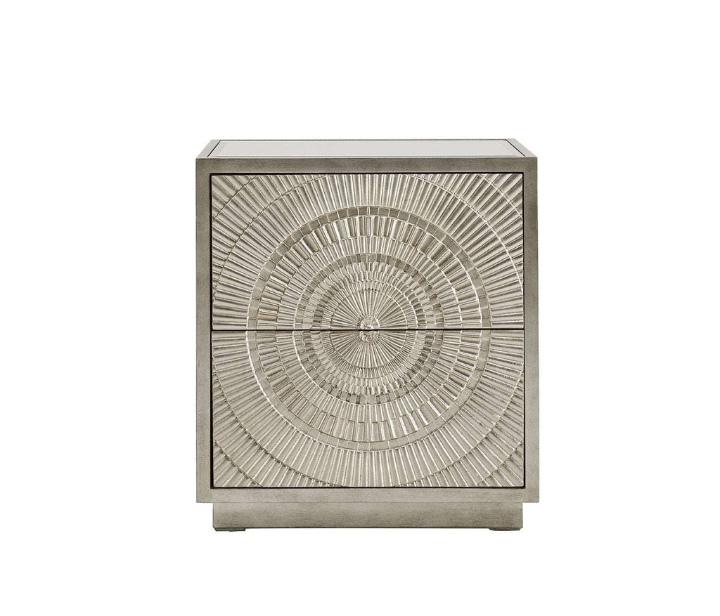 Frenso 2 Drawer Silver Side Table