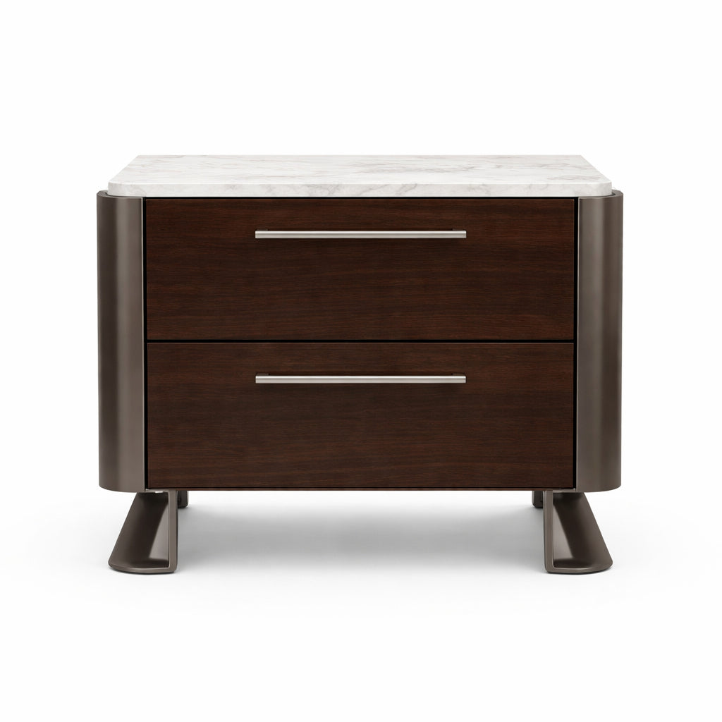 Gianni 2 Drawer End Table in Dark Oak
