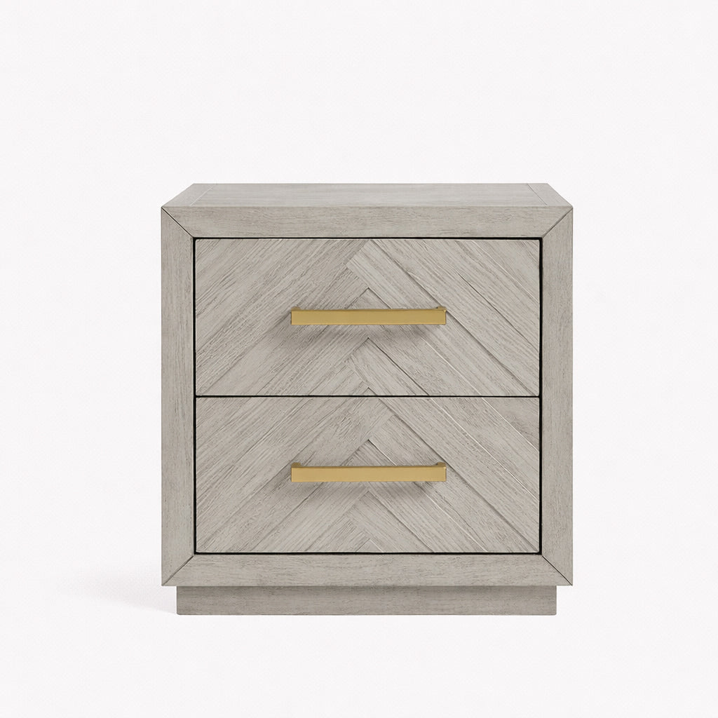 Gilroy 2 Drawer Beige Side Table