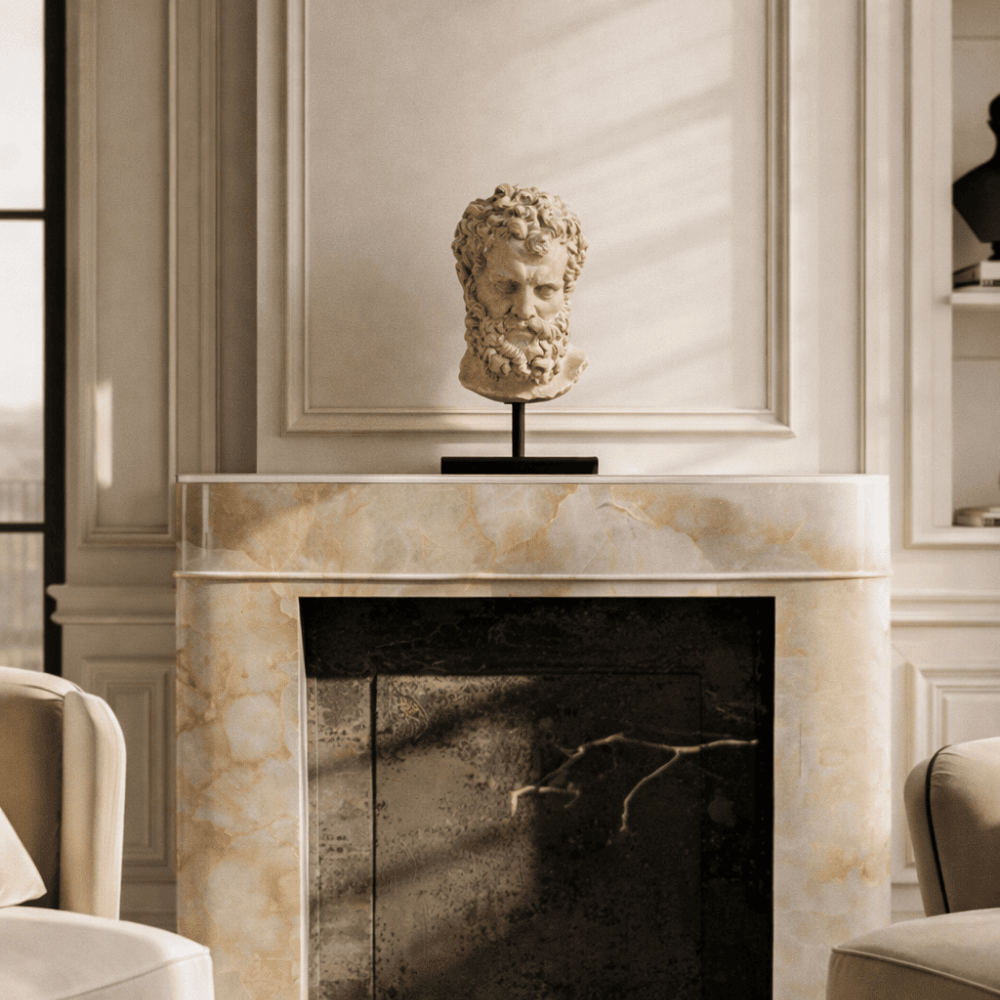 Bearded Mans Head Statue