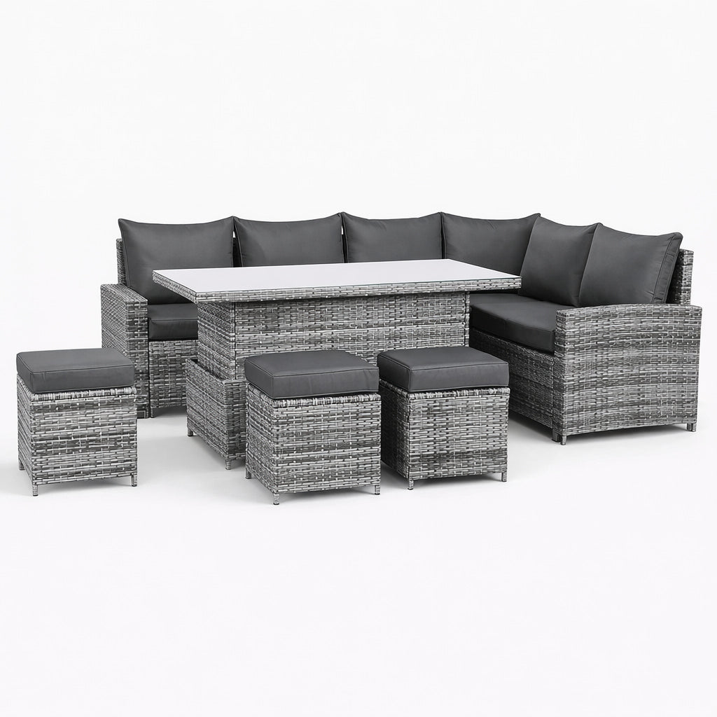 Henley 6pcs Corner Outdoor Dining Set-Grey