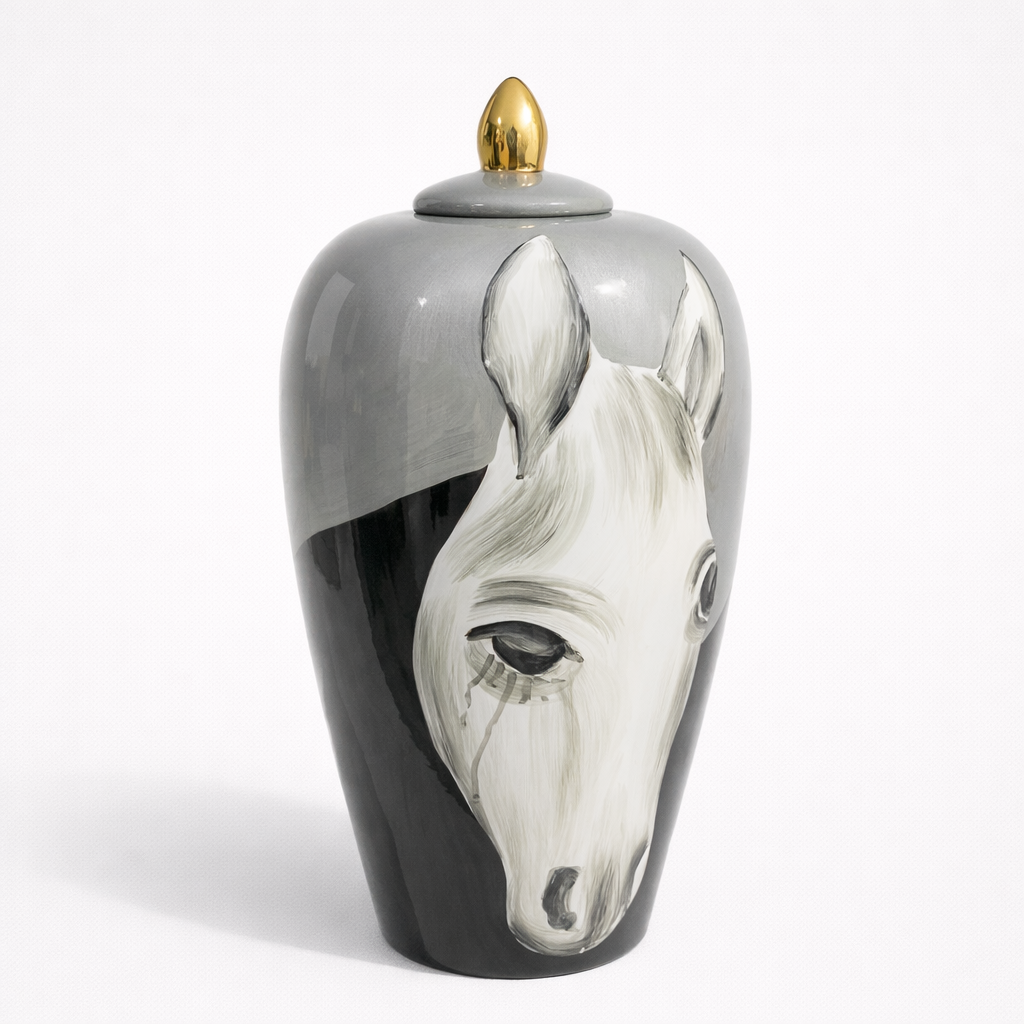 Ceramic Hand painted Horse Vase