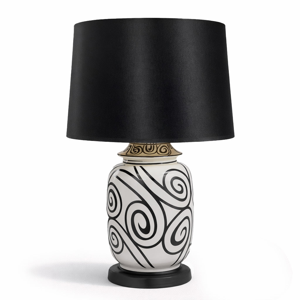 Black and White Swirl Ceramic Lamp