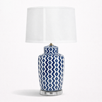Blue and White Ikat Ceramic Table Lamp