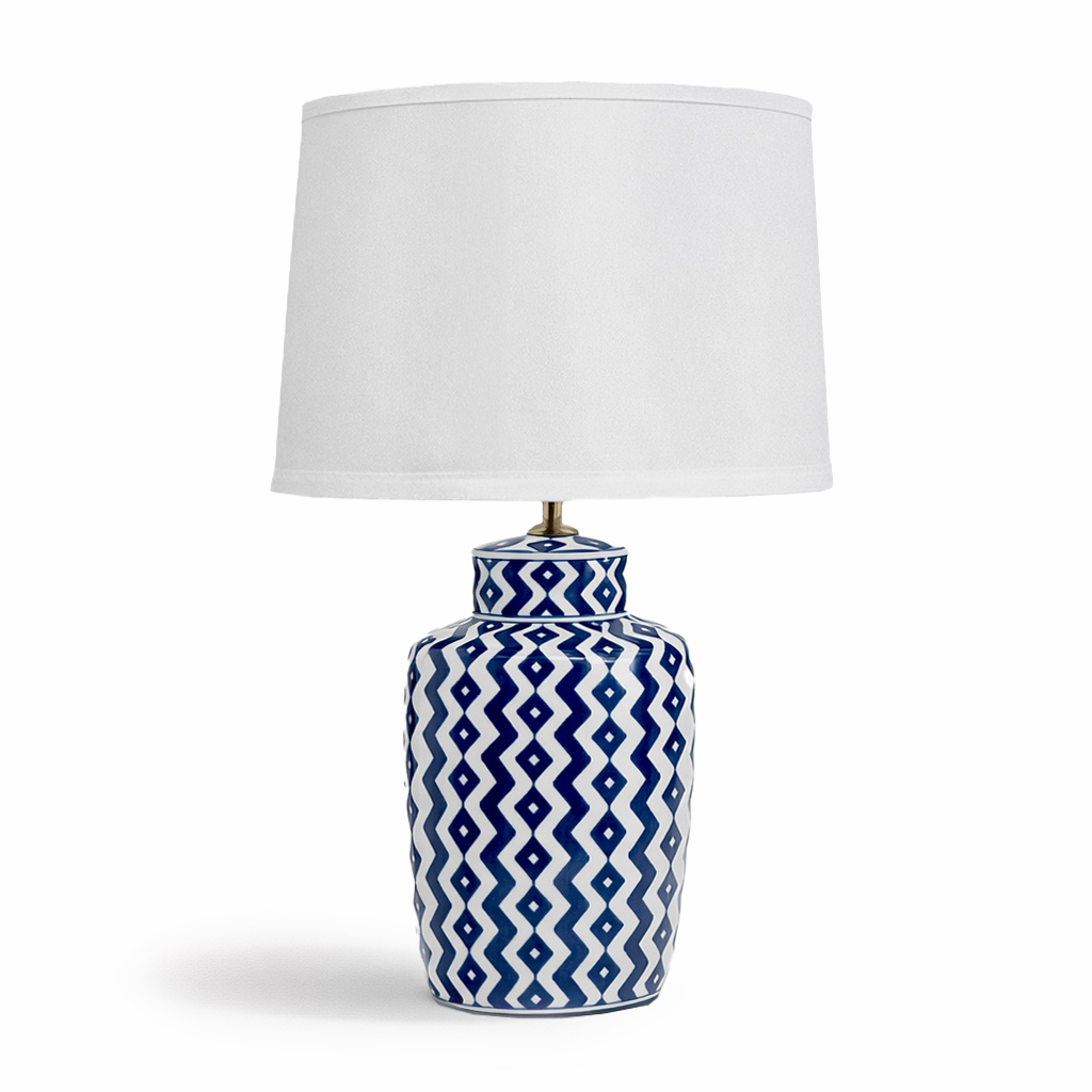 Blue and White Ikat Ceramic Table Lamp