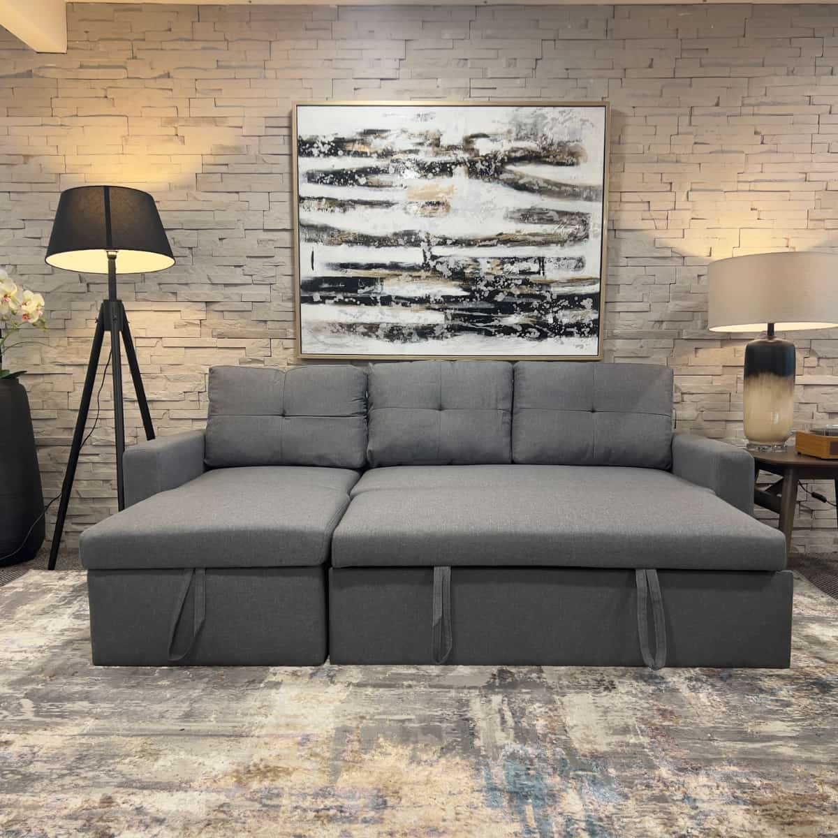 Lincoln Interchangeable Corner Sofa Bed - Grey