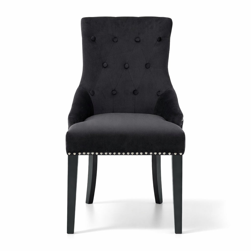 Set of 6 Lion Knocker Dining Chair-Black Velvet