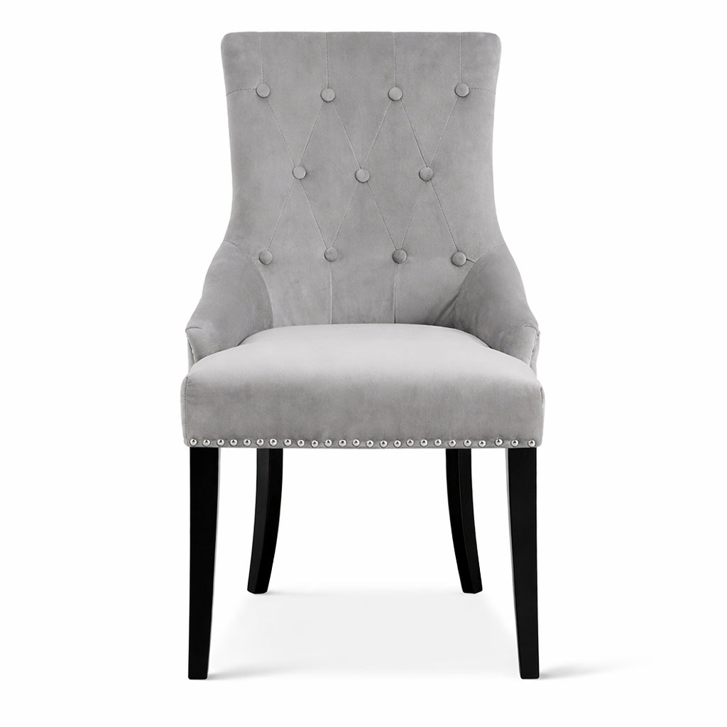 Set of 6 Lion Knocker Dining Chair-Grey Velvet
