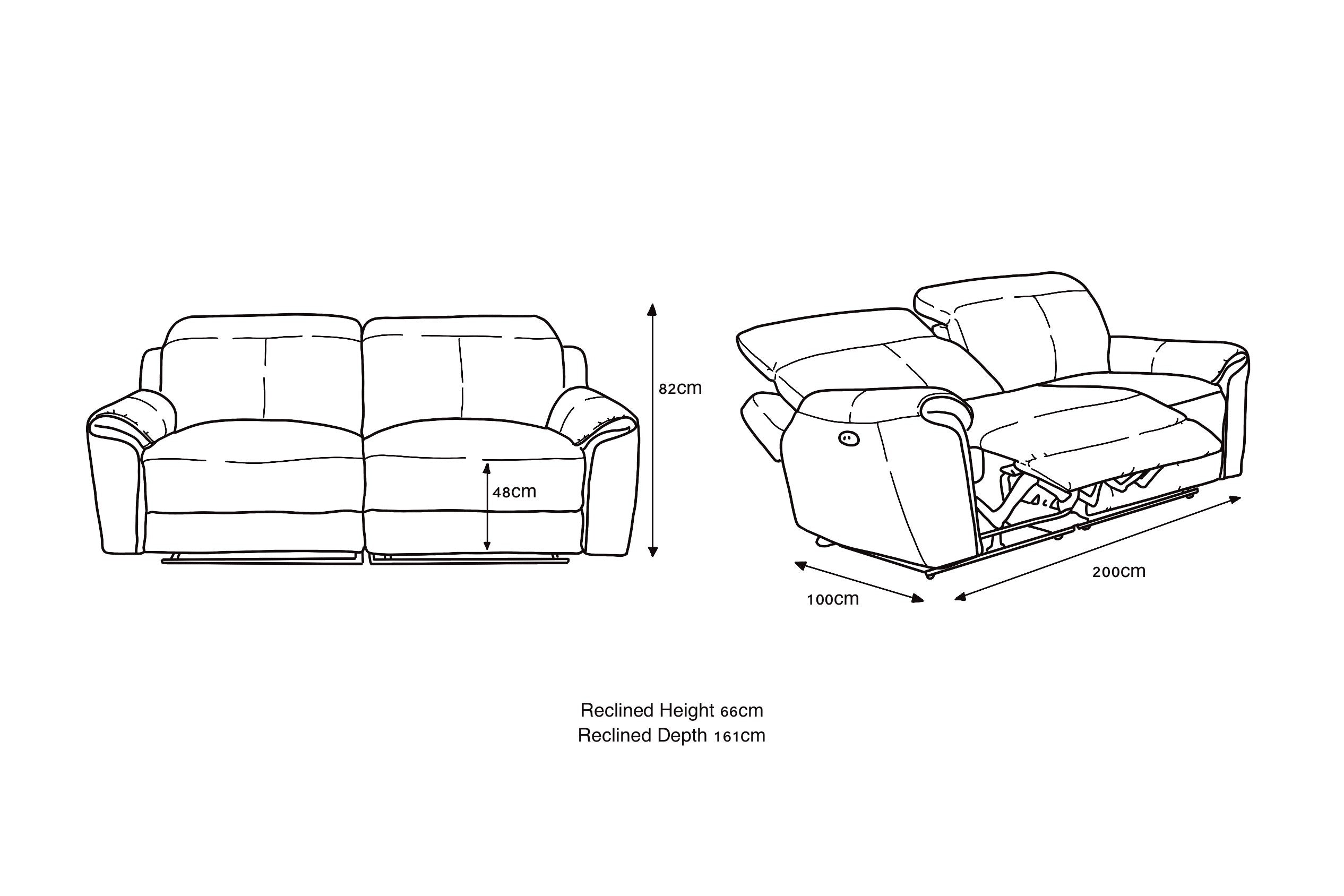 Madrid 3 Seater Electric Recliner - Charcoal