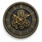 Antiqued Brass Gear Wall Clock
