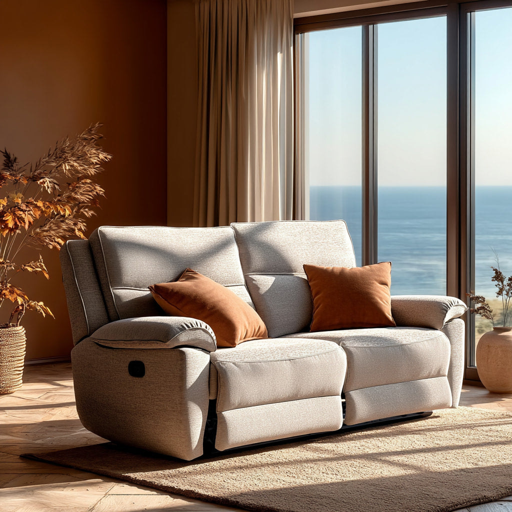 Midtown Recliner 3 Seater Sofa in Light Grey
