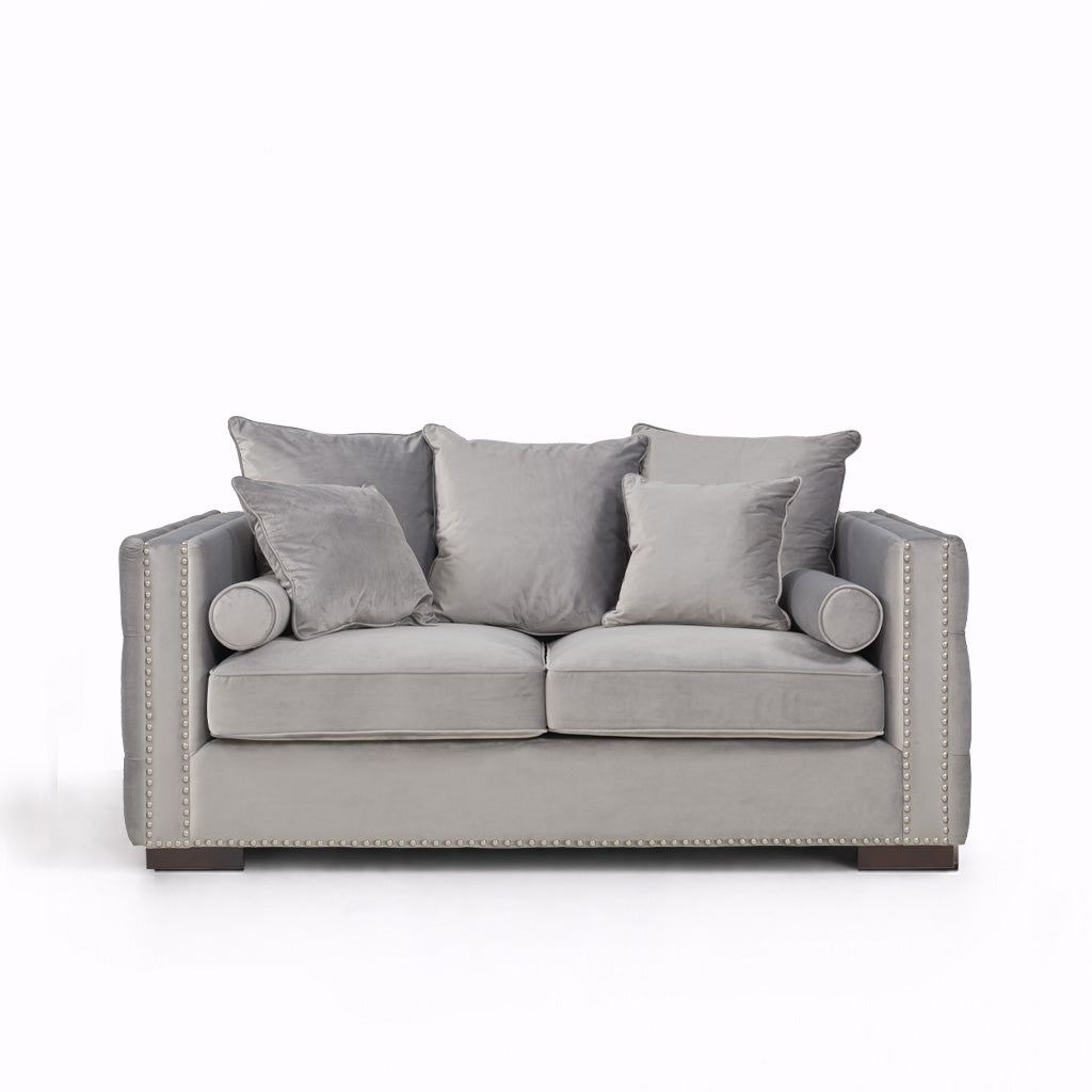 Moscow 2 Seater Grey Velvet Sofa
