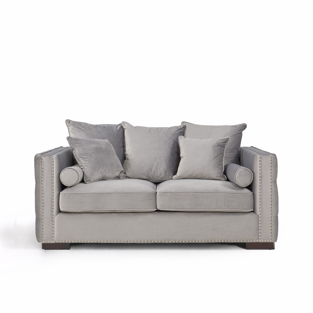 Moscow 2 Seater Grey Velvet Sofa
