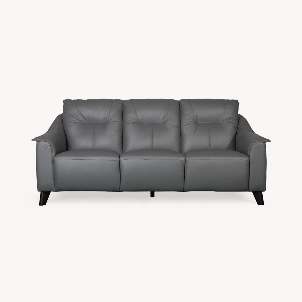 Naples Leather 3 Seater Dark Grey Sofa