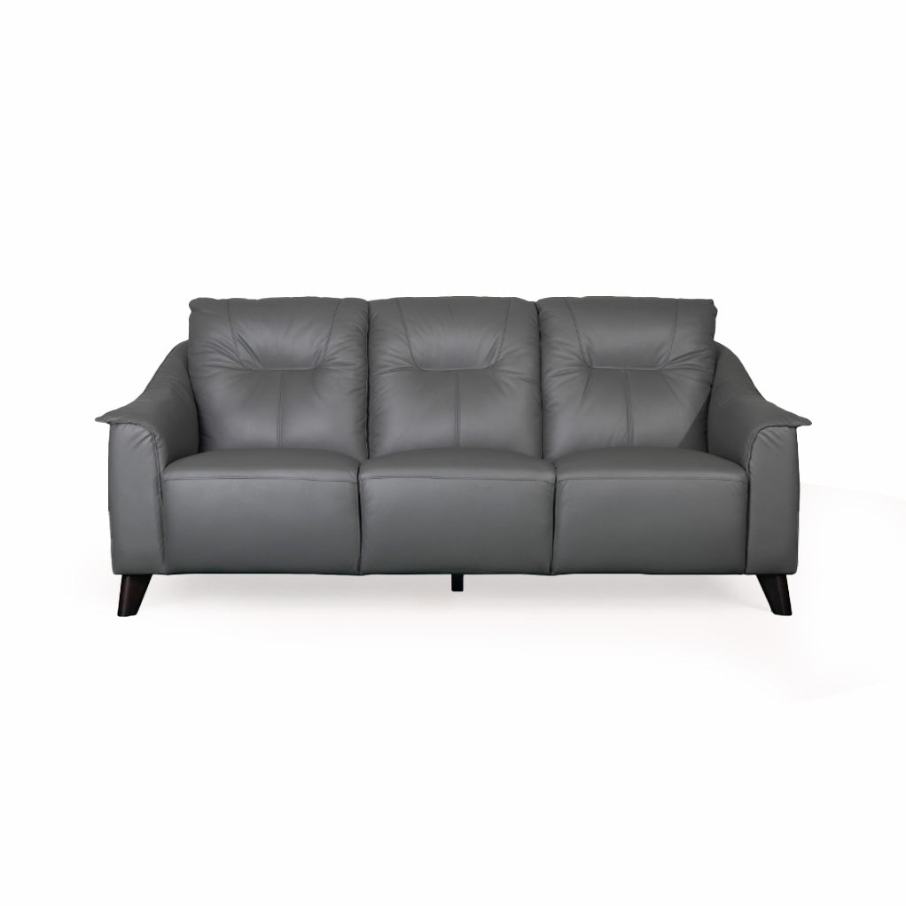 Naples Leather 3 Seater Dark Grey Sofa